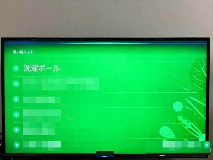 Fire TV Cubeの買い物リストをAlexaで表示した様子