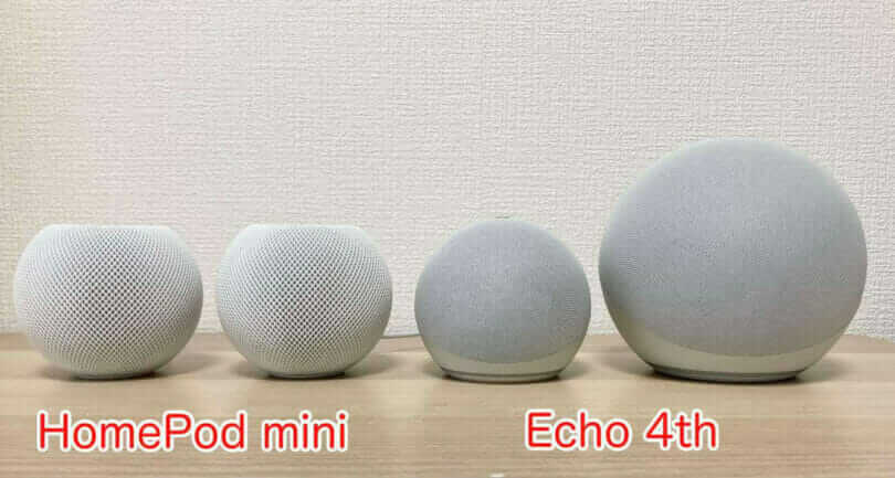 HomePod miniとEcho Dot第4世代のサイズ比較