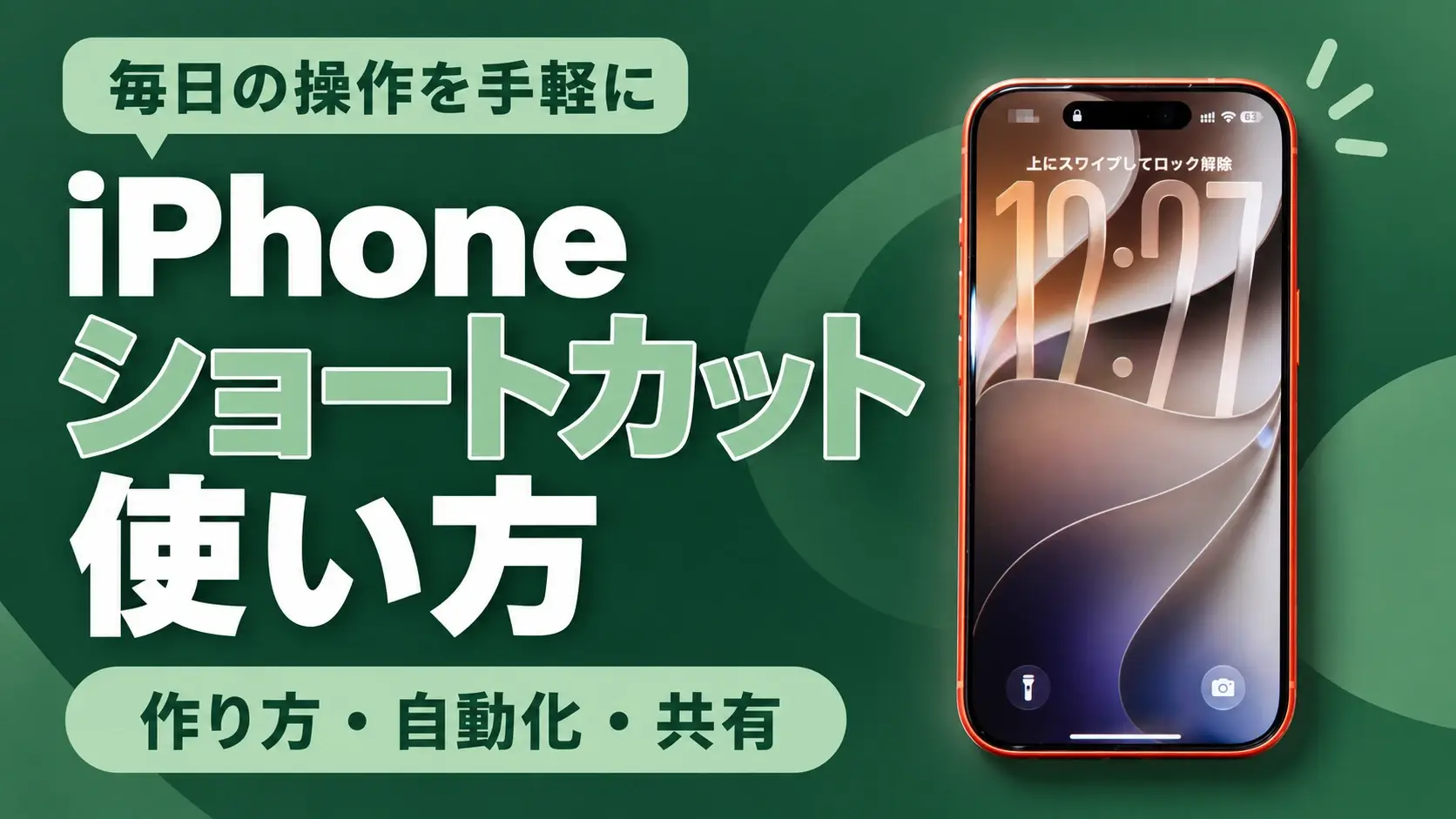 iPhoneショートカットの使い方、作り方・自動化・共有を紹介する見出し画像